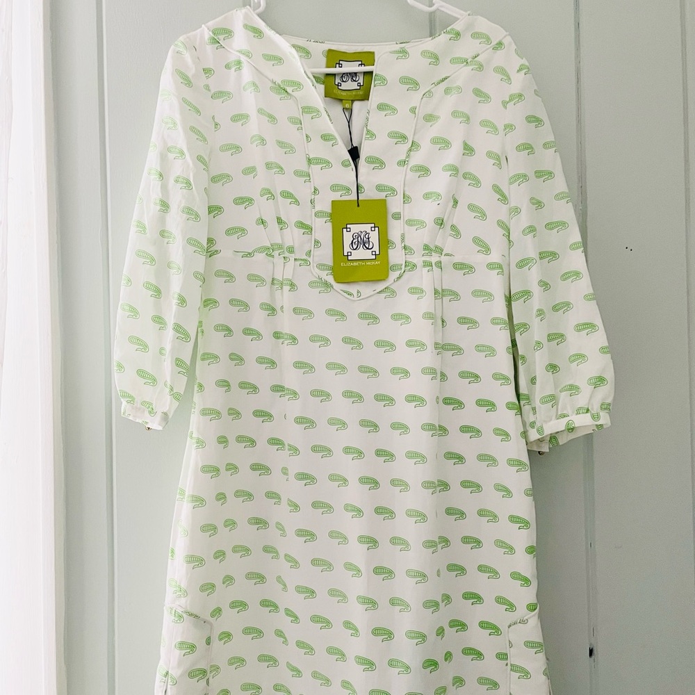NWT Elizabeth McKay Lola Dress Whales / Green and White / Size 6 - Picture 6 of 11